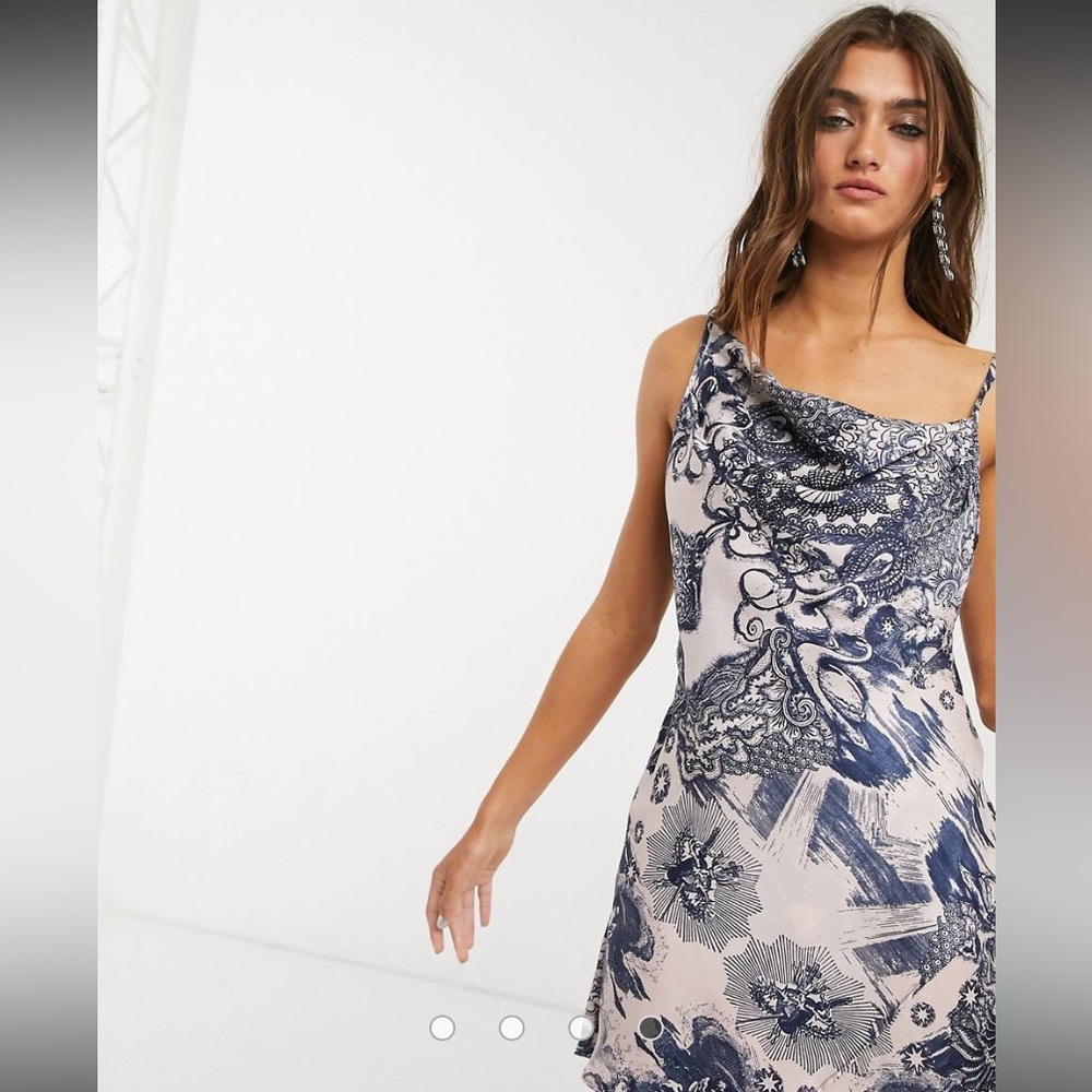 Topshop Idol Pink and Navy Blue Tattoo Dress